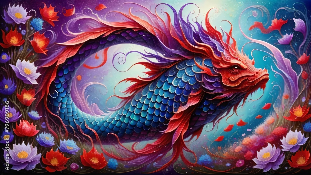 Colorful skin fish or dragon skin