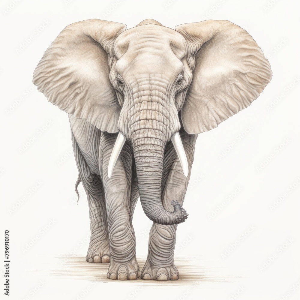 Fototapeta premium Elephant drawing sketch wildlife.