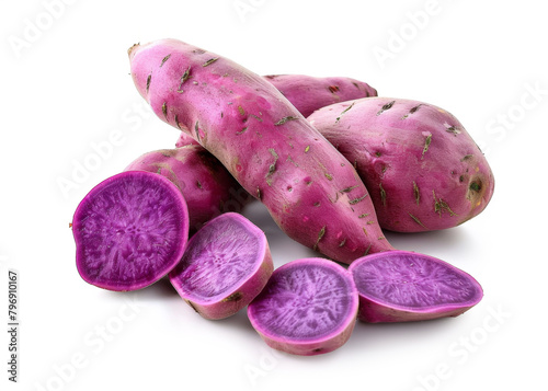 purple sweet potato isolated on white background.