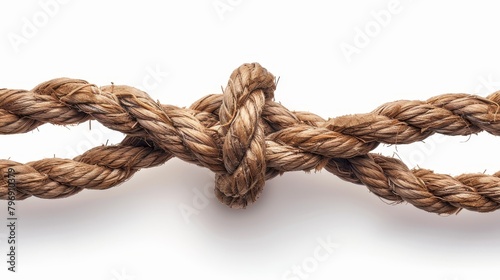  Close-up of a rope against a white backdrop, featuring a clipping path at its upper edge