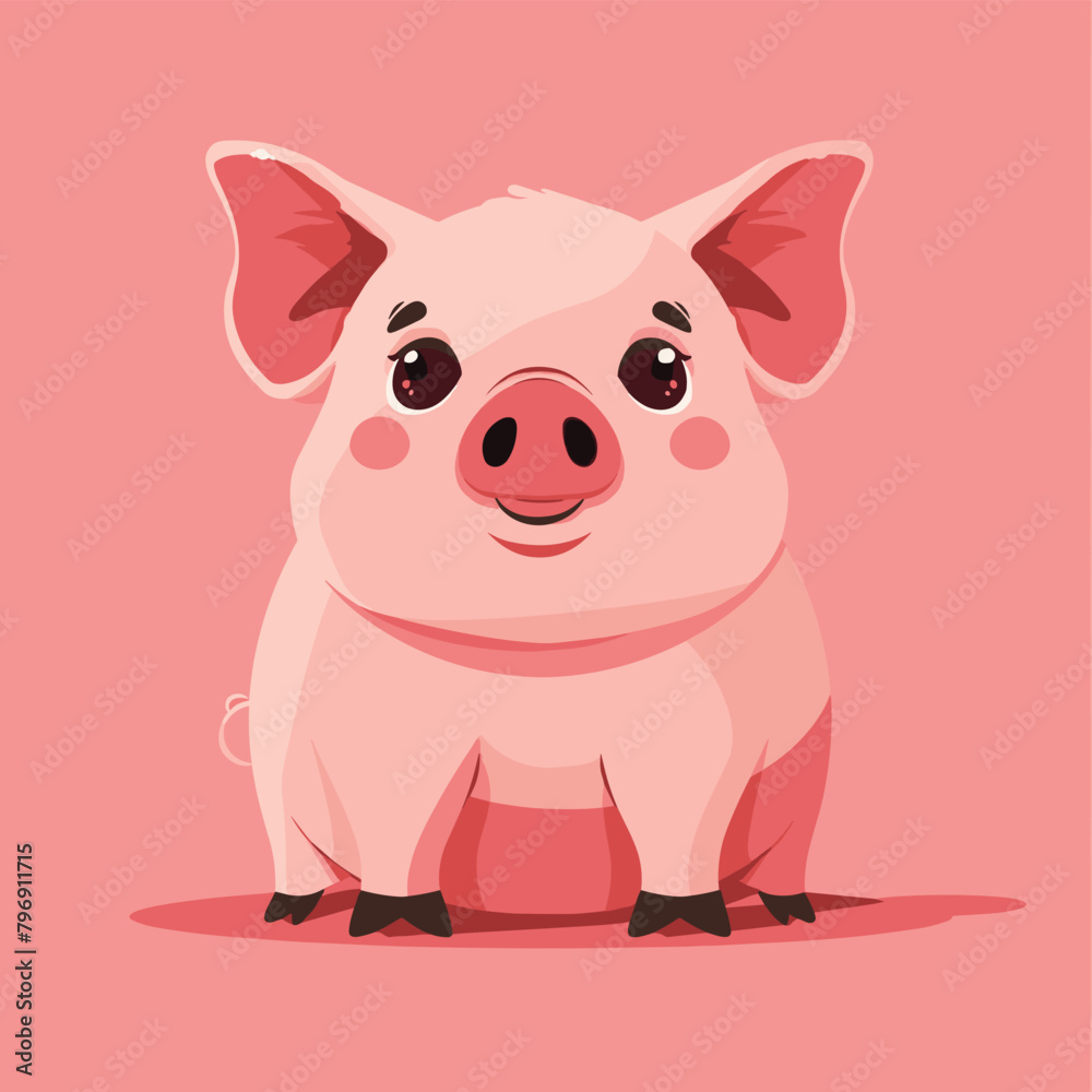 Cute cartoon pig simple flat illustration vector design Cute cartoon pig simple flat illustration vector design