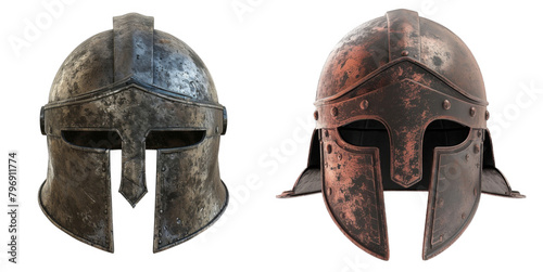 Old warrior mask helmet isolated with no background