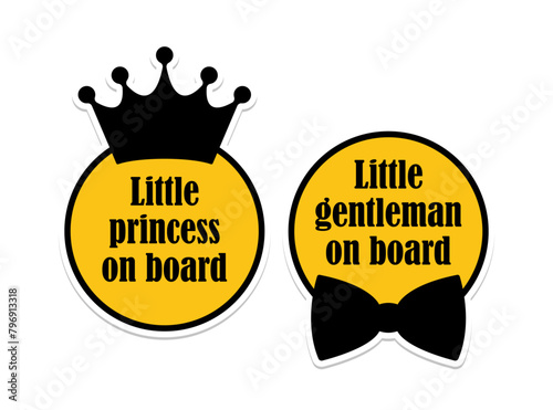 Baby on Board Little Princess Little Gentleman Car Decal Sticker