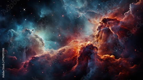 Nebula and galaxies in space. © nahij