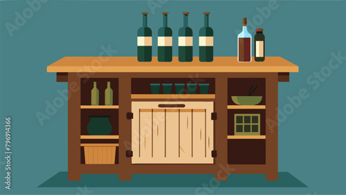 A rustic farmhouse kitchen island built from reclaimed wood and customized with builtin storage and a builtin wine rack adds character and charm to a.