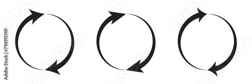 round, circle arrow icon set. editable stroke rotate, spin arrow icons