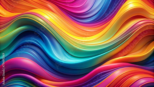 Vibrant colors flow in a wave-like pattern to create a dynamic and fluid visual effect. The smooth lines and curves give the appearance of movement and rhythm throughout the composition.AI generated.
