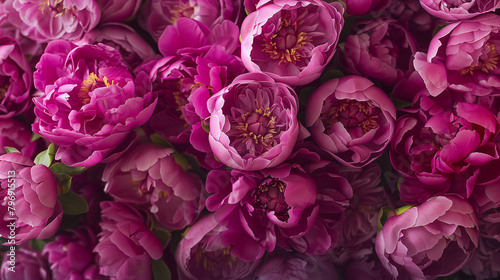 beautiful wallpaper banner with pink flowers peonies