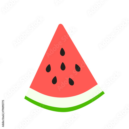 The icon of a sliced ripe watermelon slice in a flat form. Vector