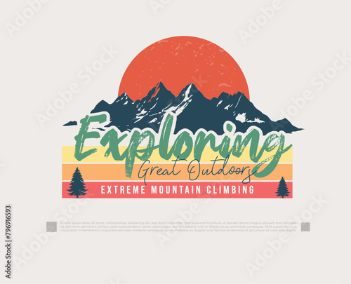 Vintage vector nature exploration label with grunge textures.