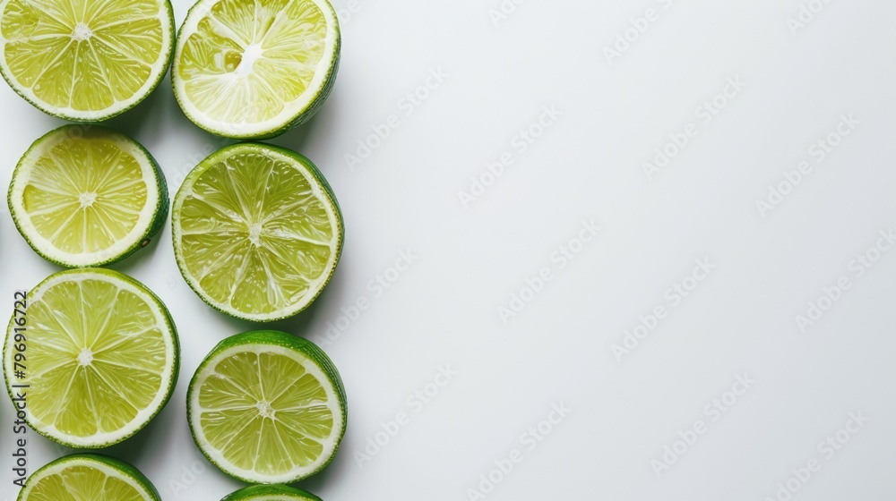 Close-up of fresh limes with free place for text. Top view of healthy vegetables, food background Close-up of fresh limes with free place for text. Top view of healthy vegetables, food background