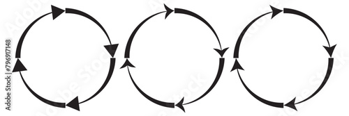 Set of circle arrows. Vector elements. Black loading symbol.