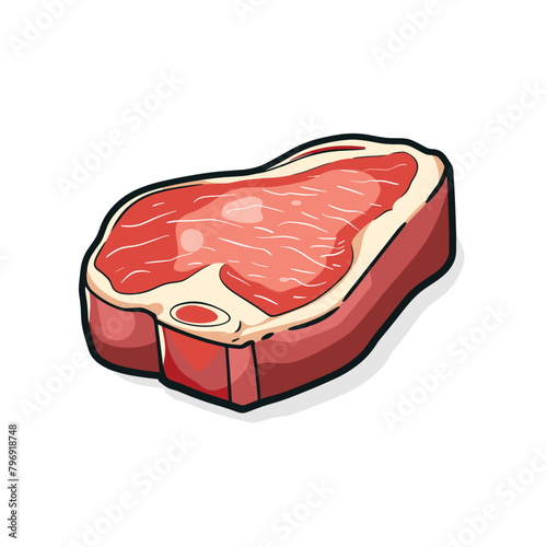 Red meat steak cartoon illustration flat vector icon design