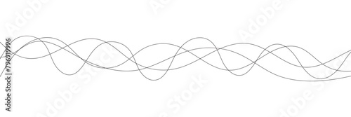 Thin line wavy abstract vector background. Curve wave seamless pattern. Line art striped graphic template. Vector illustration.