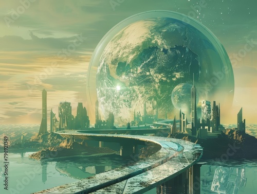 A novel features a globe that not only displays Earth but also dynamically shows the shifting territories of imagined space empires in a hitech concept photo