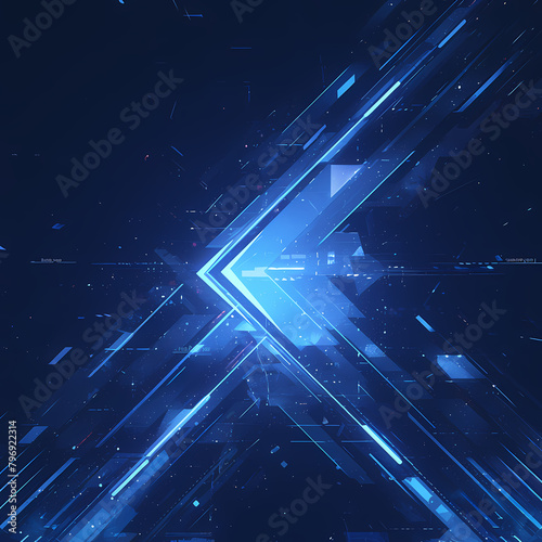 Vibrant Blue Luminous Arrows on a Futuristic Abstract Background photo