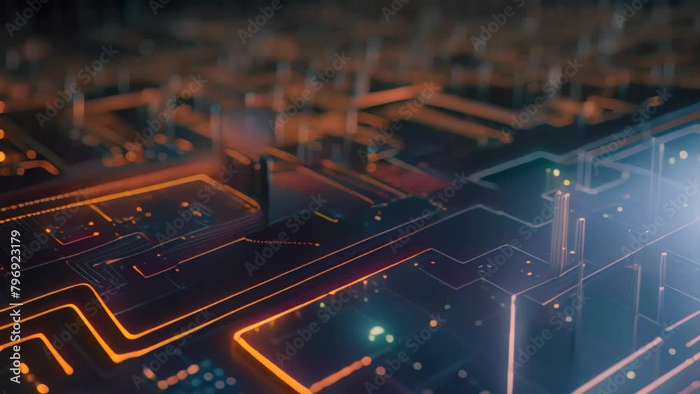 Circuit board background. Technology concept. 3d rendering toned Video ...