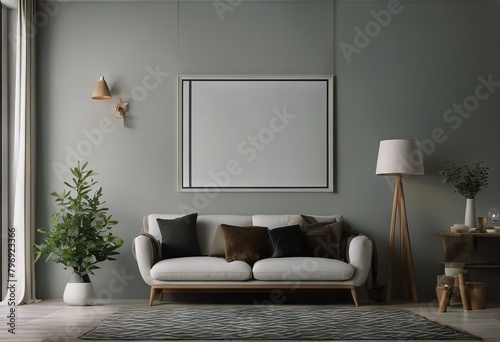 interior background style Scandinavian poster frame Mock
