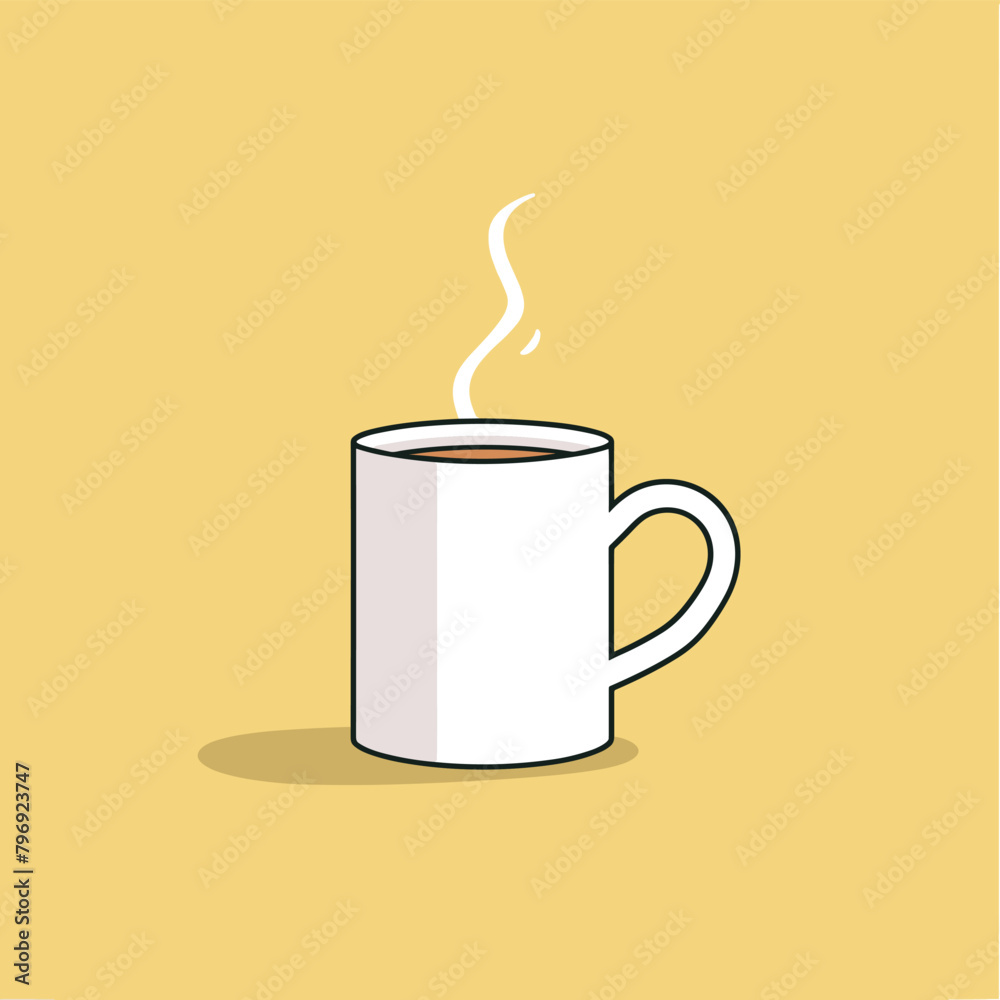 Simple flat style hot coffee mug icon vector illustration Simple flat style hot coffee mug icon vector illustration