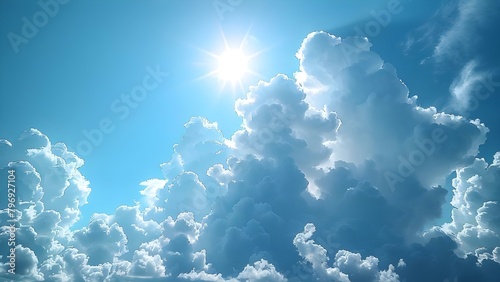 Shapes of clouds in a sunny day with blue sky. Concept Cloud Shapes, Sunny Day, Blue Sky, Nature Photography photo
