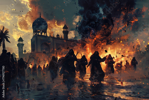 Obraz na płótnie Muharram Greeting Card Background, Generative AI w salonie