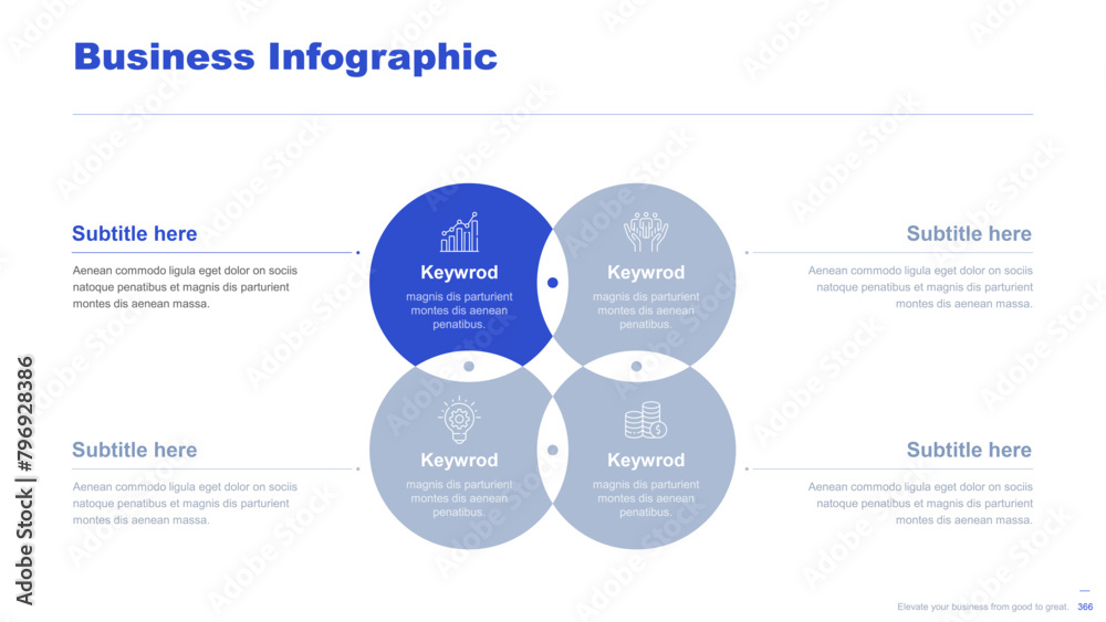 Fototapeta premium Flat business infographic diagram vector slide presentation template