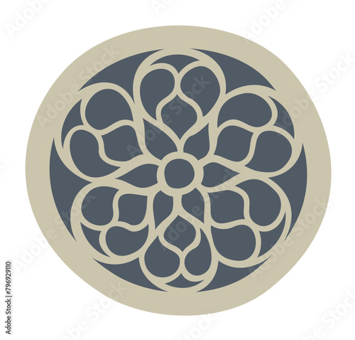 Rose window. Architectural element. Vector isolated illustration