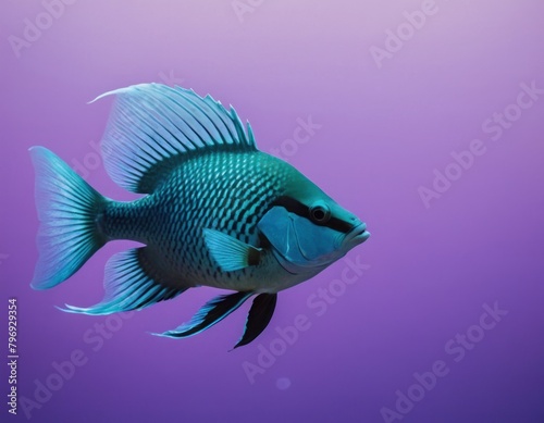 Tropical fish swimming in clear blue ocean water, marine life underwater scene. © Liera