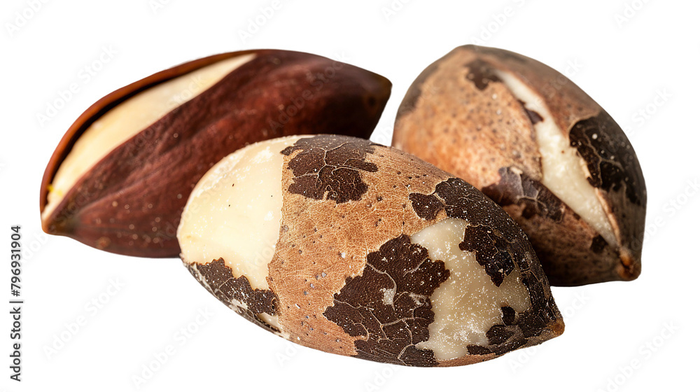 Obraz premium Delicious Brazil Nuts on Transparent Background for Healthy Snacking - Organic Nut Photography for Culinary Designs and Nutrition Concepts.