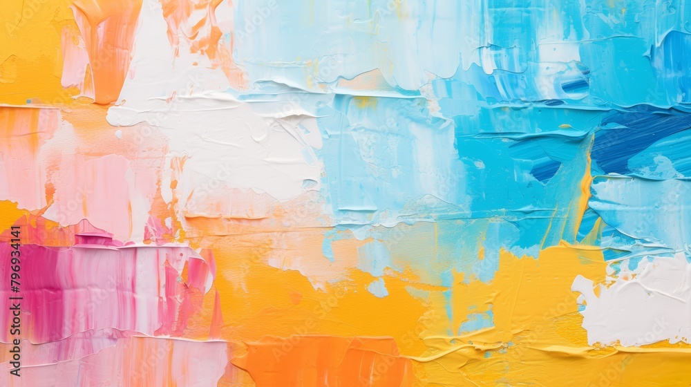 custom made wallpaper toronto digitalDetailed closeup of an abstract art piece with a riot of colors applied with both brush and palette knife, creating a rich texture on canvas