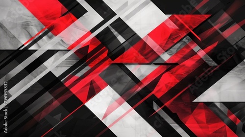 Design a compelling geometric presentation with red white black abstract