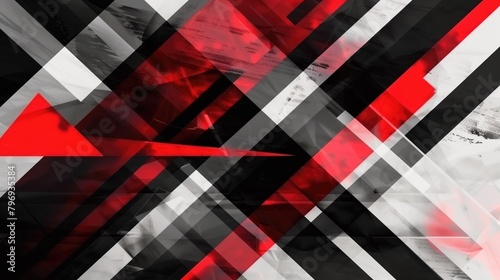 Design a compelling geometric presentation with red white black abstract