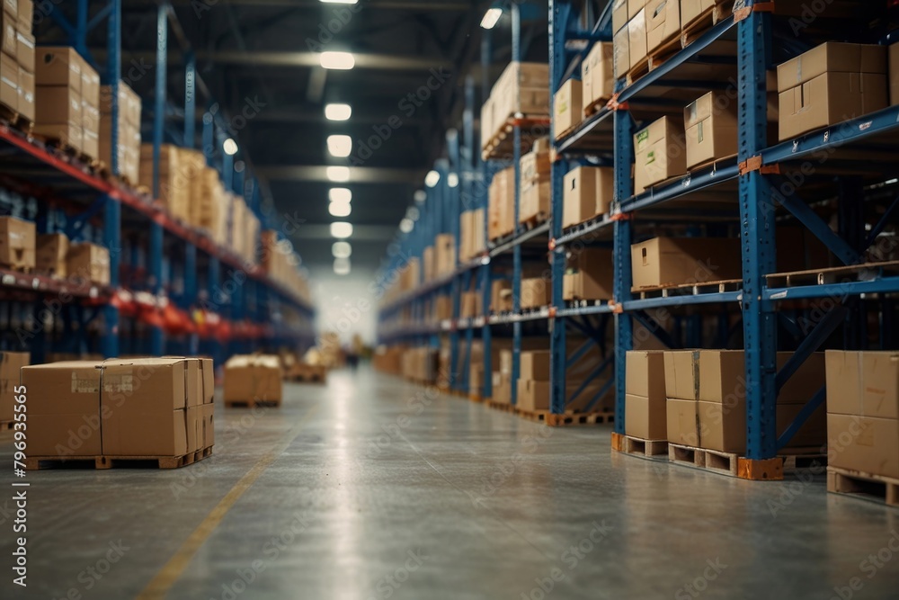 custom made wallpaper toronto digitalHuge warehouse goods, cardboard boxes on shelves, humanitarian aid