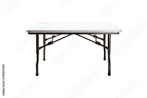 White Plastic Folding Dining Table on transparent background.