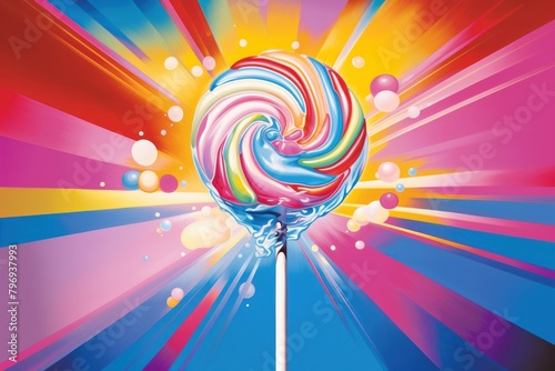 Airbrush art of a lolipop confectionery lollipop candy. photo