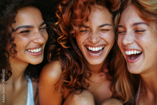 Happy women laughing. Friendship concept. Generative AI