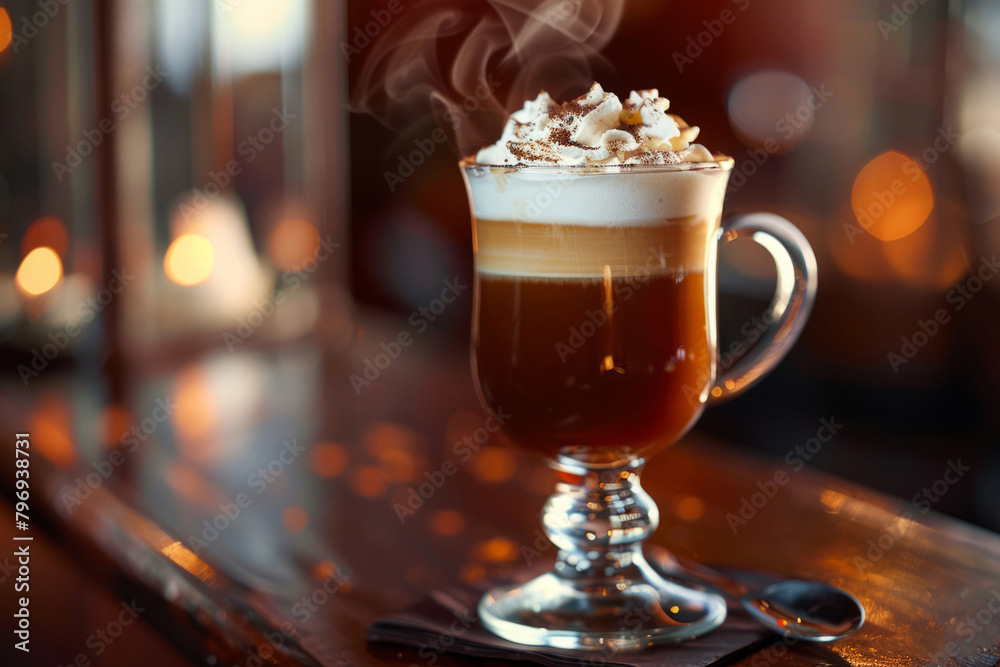 Glass of Irish coffee. Generative AI