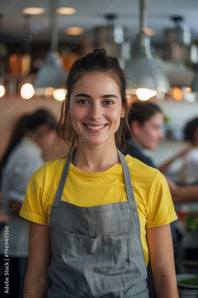 Smiling waitress in a restaurant