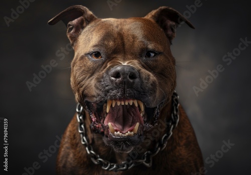 Aggressive dog with bared teeth