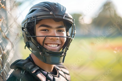 Smiling young athlete in sports helmet © Balaraw