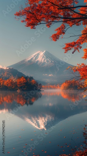 Lake Surrounded by Trees With Mountain in Background