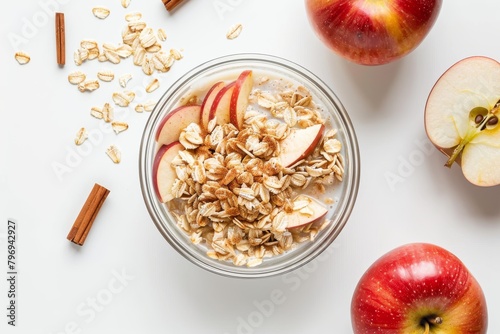 Healthy morning meal display of muesli mixed with acai, strawberries, and blackberries, seeds added, on a table with condensed milk optimally poured over cornflakes, enhancing daily intake. photo