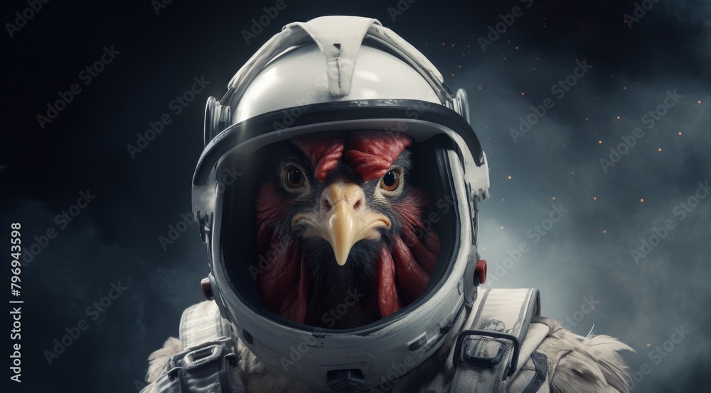 Astronaut Chicken in Space Helmet