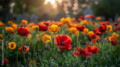 Vase of Red Flowers on Field
