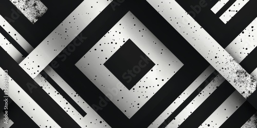 Abstract Black and White Background With Squares and Dots