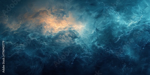 Blue and Yellow Background With Clouds and Stars