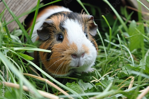 Cute guinea pig in the grass