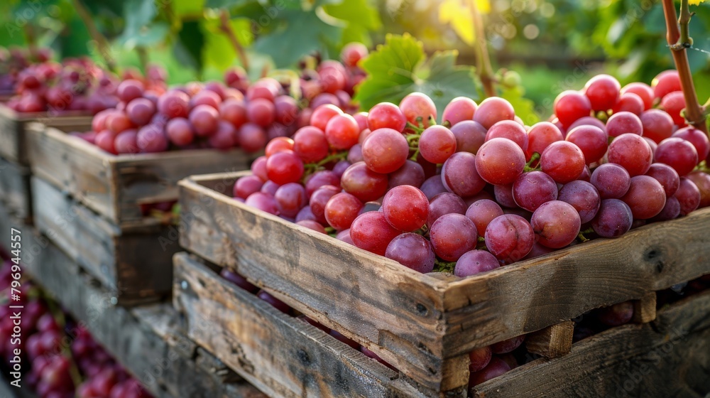 Obraz premium Close Up of a Crate of Grapes