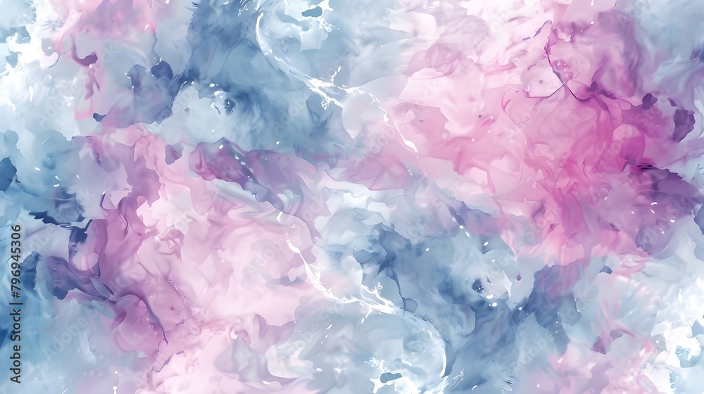 Seamless pattern background inspired by the art of watercolor painting with soft blended strokes in a variety of pastel shades