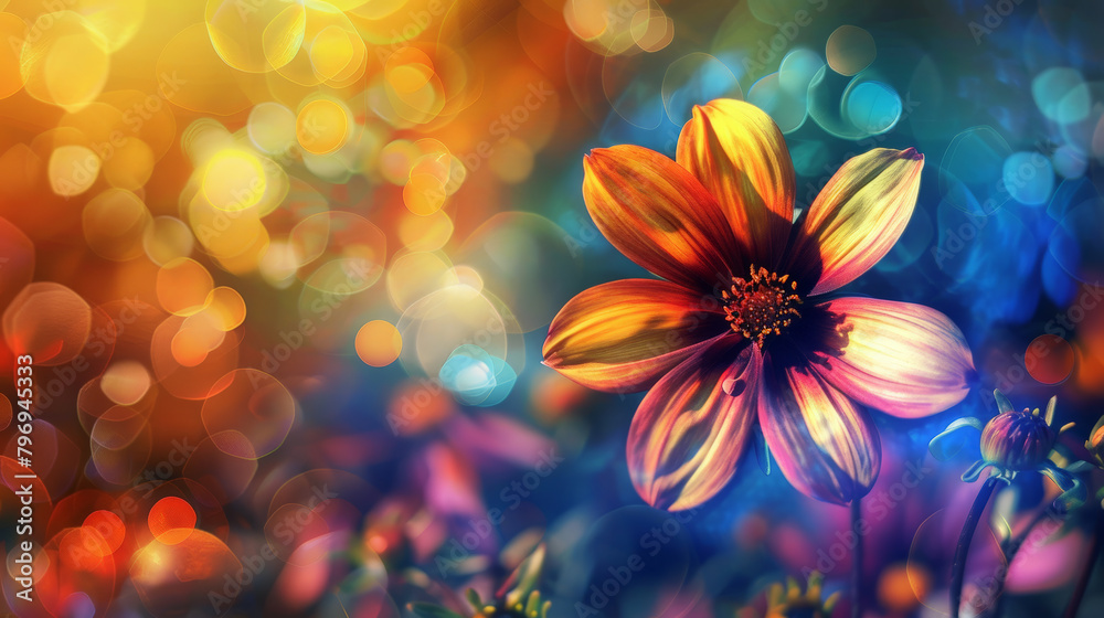 Sunset Bloom: A Burst of Colorful Magic. Generative AI